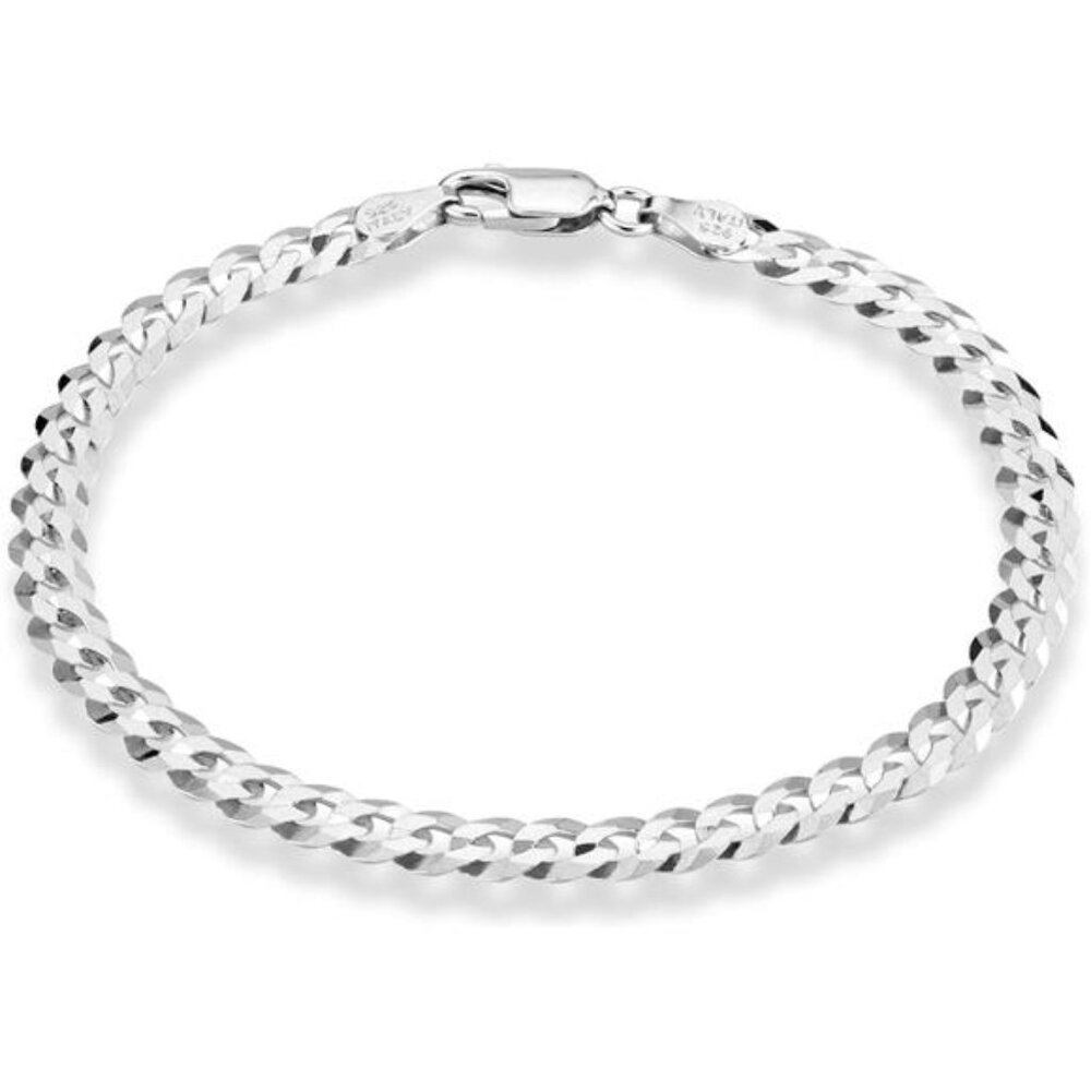 Miabella 925 Sterling Silver Italian 5mm Solid Diamond-Cut Cuban Link Curb
